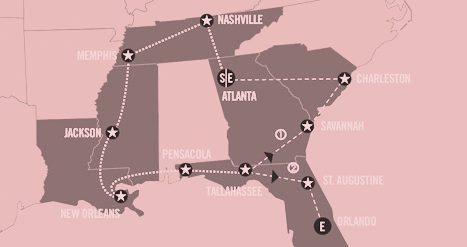 Southern Rhythms Fly Drive Map